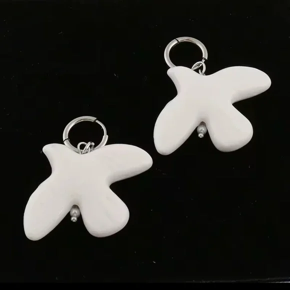 Round Ear Hoop White Peace Dove Earrings Jewelry - Picture 11 of 13